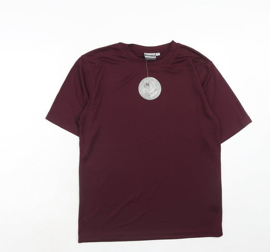 Boronia Mens Red Polyester Pullover T-Shirt Size S Crew Neck Pullover