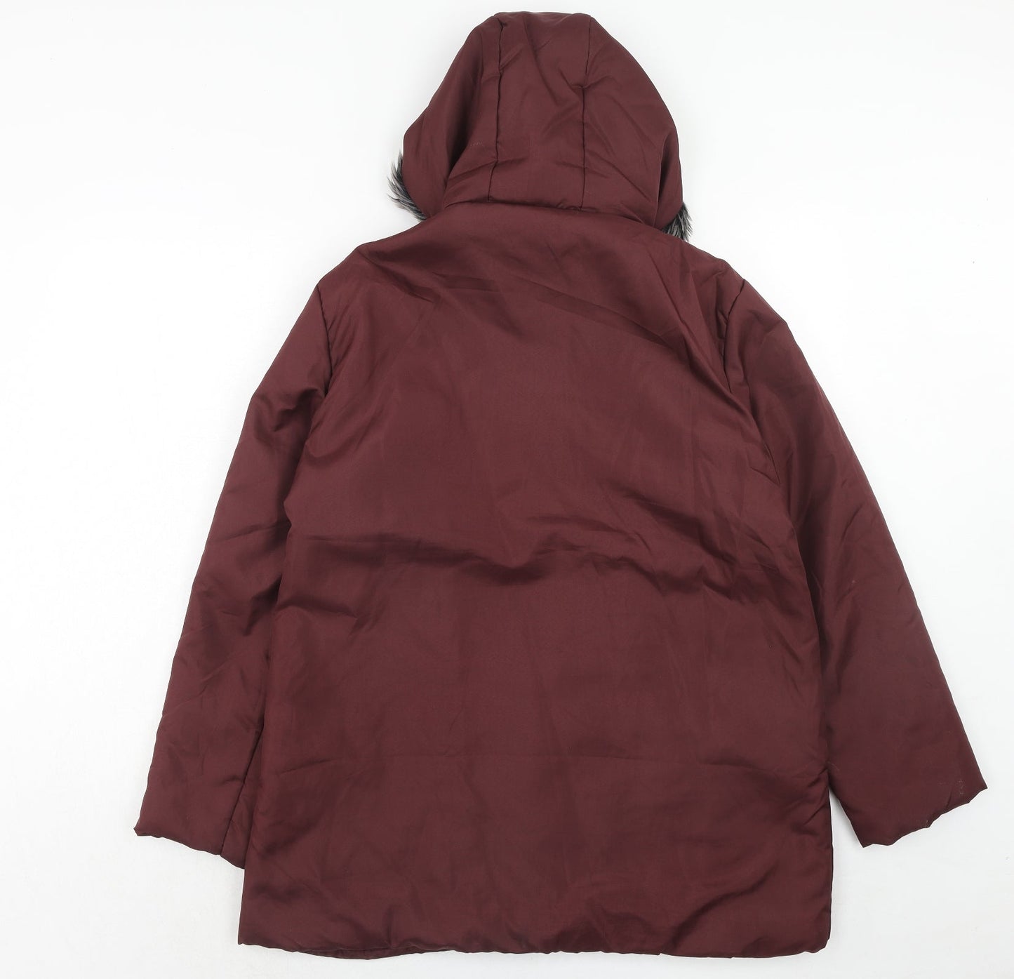 Anne De Lancay Womens Red Parka Coat Size M Zip