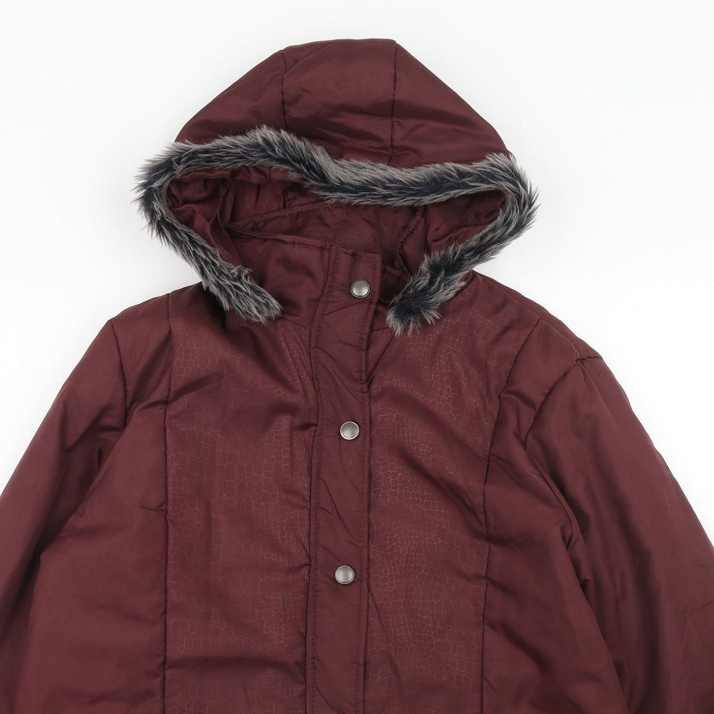 Anne De Lancay Womens Red Parka Coat Size M Zip