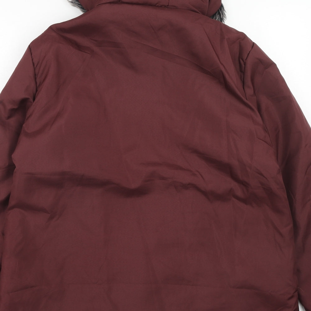 Anne De Lancay Womens Red Parka Coat Size M Zip