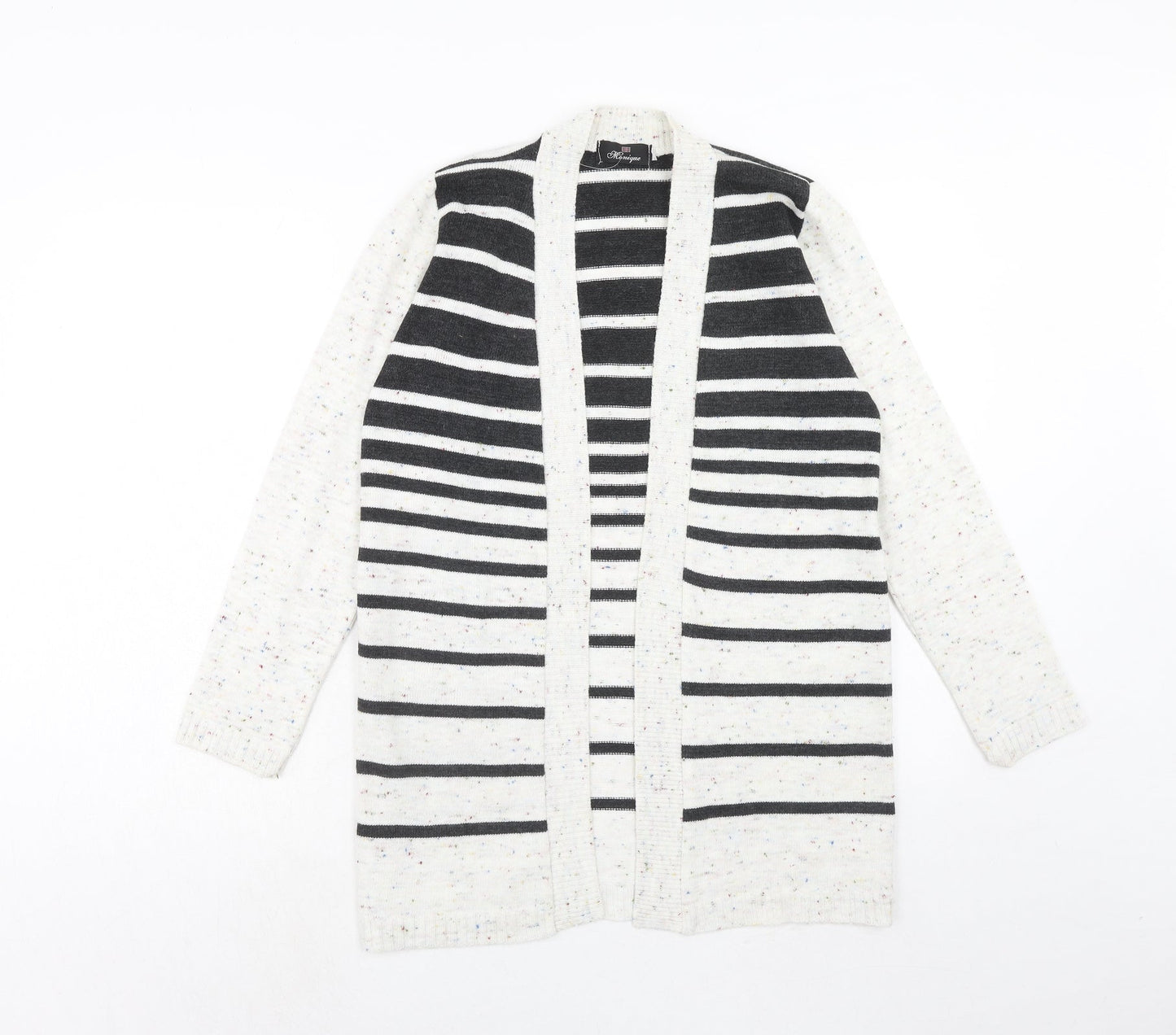 Monique Womens Multicoloured V-Neck Striped Acrylic Cardigan Jumper Size S - Size S-M