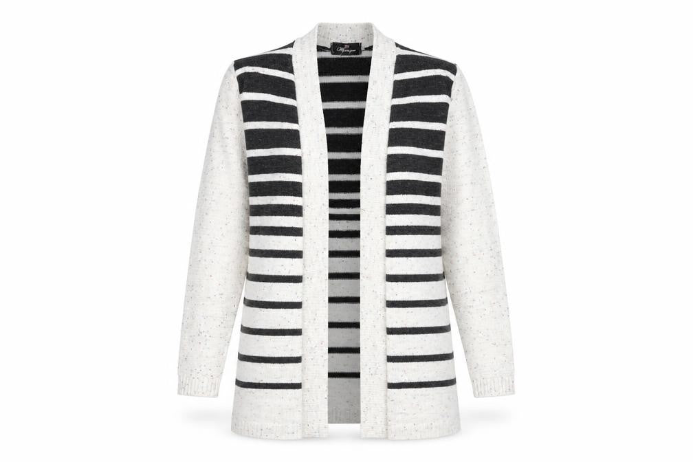 Monique Womens Multicoloured V-Neck Striped Acrylic Cardigan Jumper Size S - Size S-M