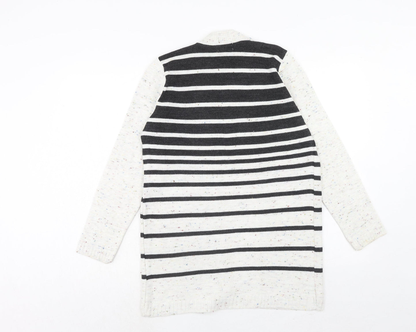 Monique Womens Multicoloured V-Neck Striped Acrylic Cardigan Jumper Size S - Size S-M