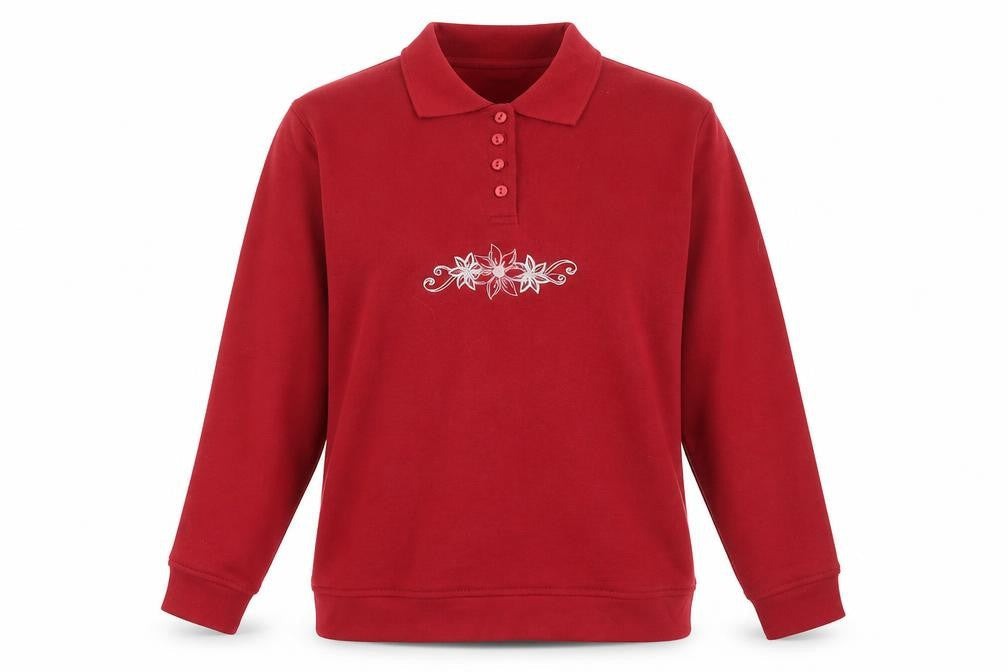 EWM Womens Red Cotton Pullover Sweatshirt Size 14 Button - Size 14-16
