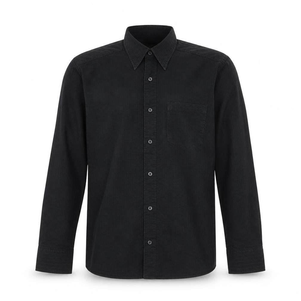 H&M Mens Black Striped Cotton Button-Up Size M Collared Button