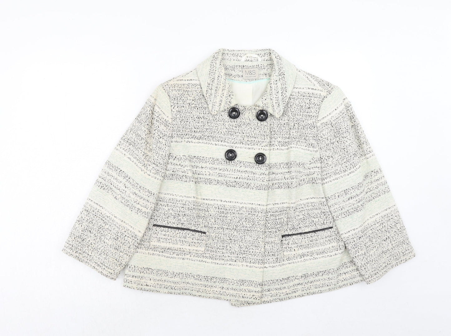 Marks and Spencer Womens Beige Geometric Jacket Size 16 Button