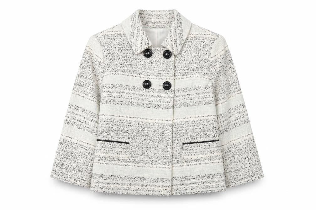 Marks & Spencer Womens Beige Geometric Jacket Size 16 Button
