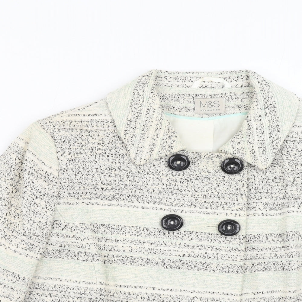 Marks and Spencer Womens Beige Geometric Jacket Size 16 Button