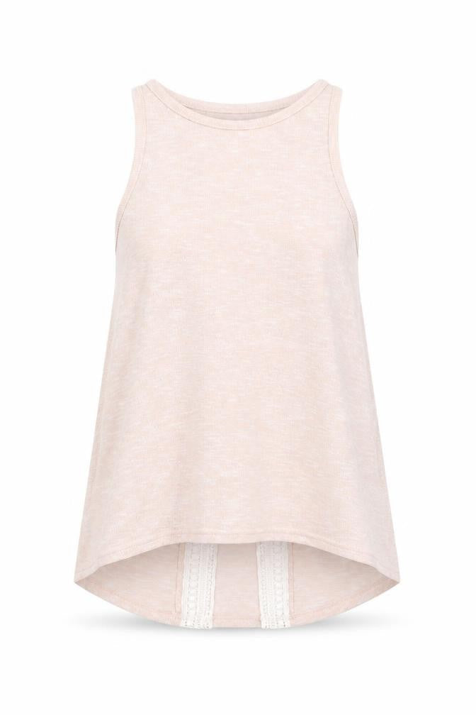 New Look Womens Pink Polyester Basic Tank Size 8 Round Neck - Lace Details