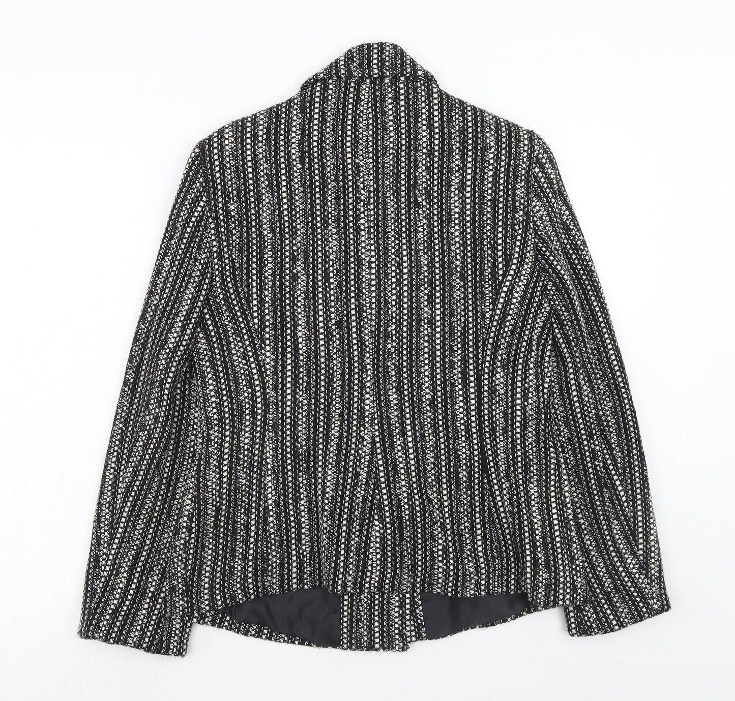 Florence + Fred Womens Black Geometric Pea Coat Coat Size 12 Button