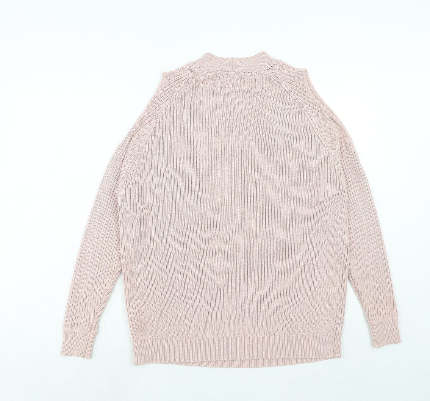 H&M Womens Pink Round Neck Acrylic Pullover Jumper Size M - Cold Shoulder