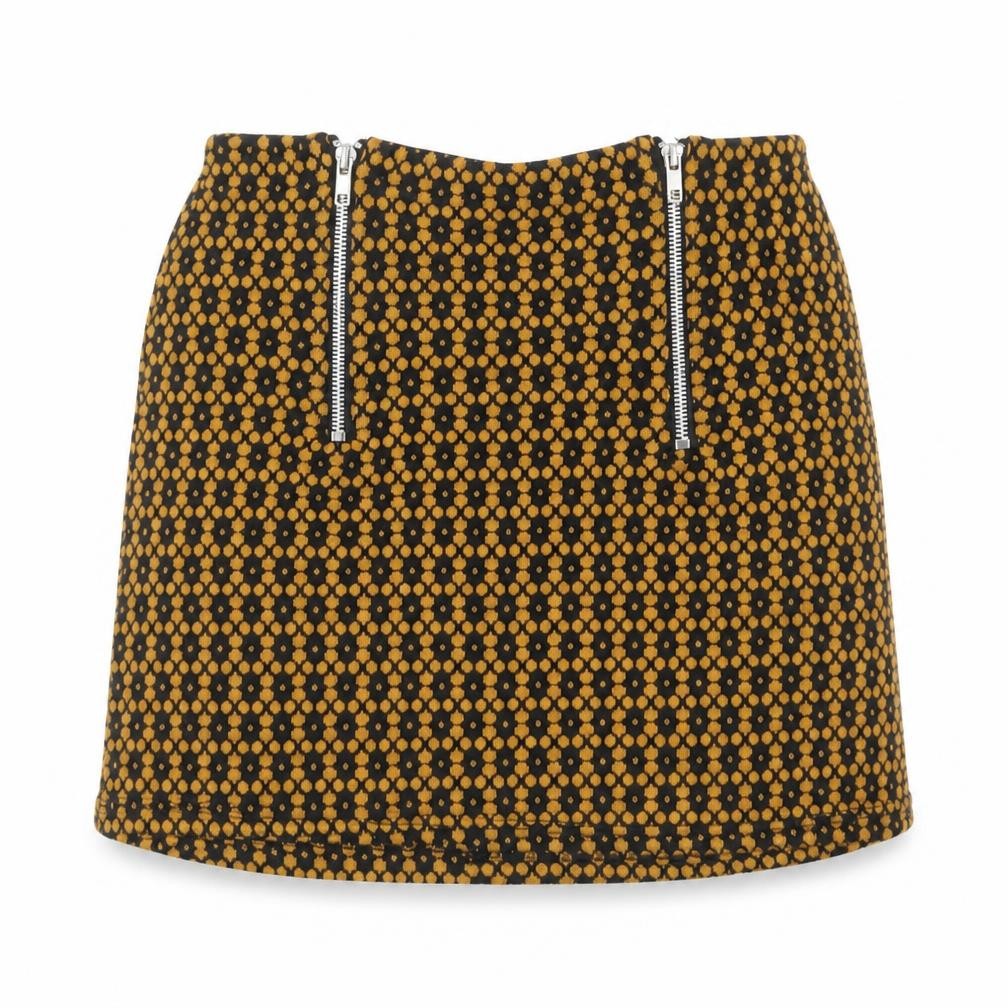 Cooperative Womens Orange Geometric Acrylic Mini Skirt Size XS Zip
