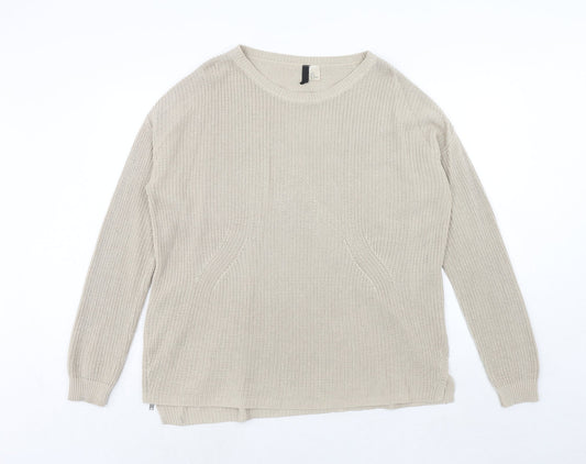 H&M Womens Beige Round Neck Acrylic Pullover Jumper Size M