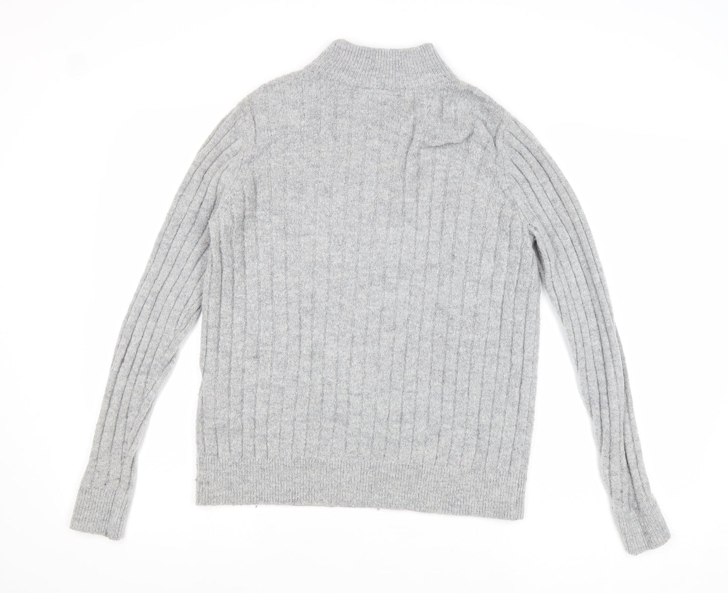 Y.A.S Womens Grey Mock Neck Polyester Pullover Jumper Size S