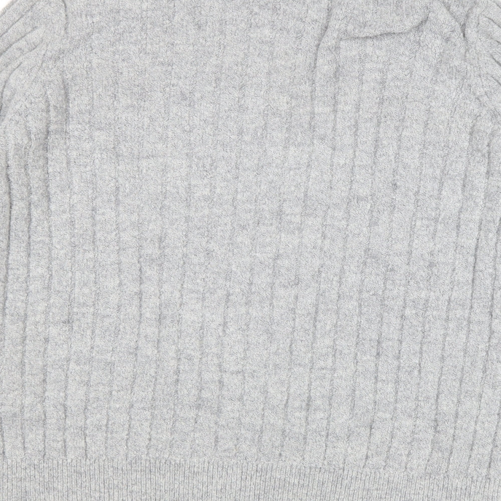 Y.A.S Womens Grey Mock Neck Polyester Pullover Jumper Size S