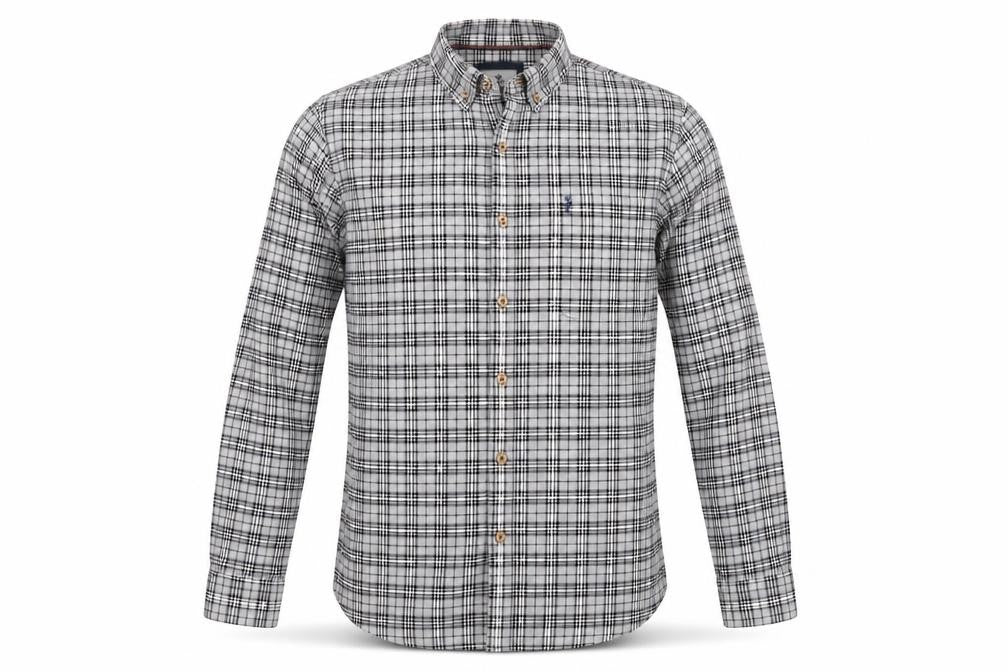 Zero Gram Mens Grey Plaid Cotton Button-Up Size M Collared Button