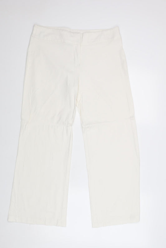 Dorothy Perkins Womens White Polyester Trousers Size 14 Regular Zip
