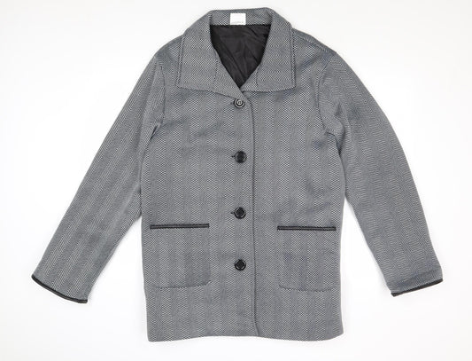 Anne De Lancay Womens Grey Geometric Jacket Size L Buckle