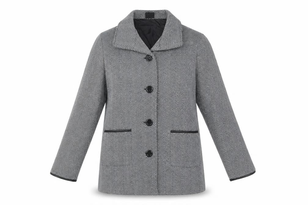 Anne De Lancay Womens Grey Geometric Jacket Size L Buckle