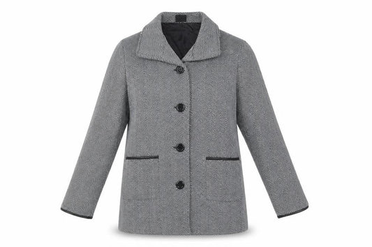 Anne De Lancay Womens Grey Geometric Jacket Size L Buckle