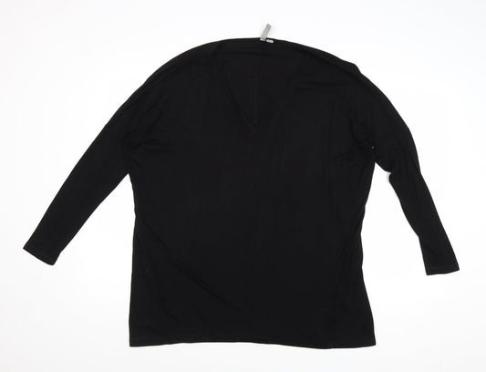 H&M Womens Black Round Neck Viscose Pullover Jumper Size 6