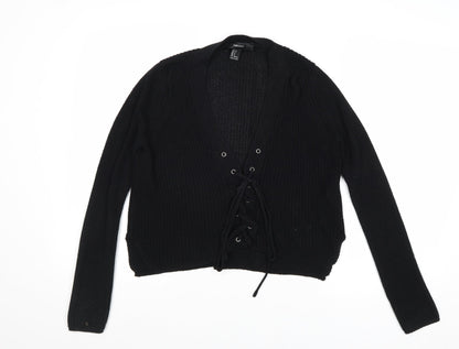 Forever 21 Womens Black V-Neck Acrylic Pullover Jumper Size S