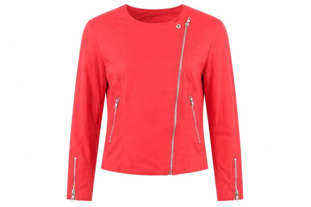Boohoo Womens Red Biker Jacket Size 6 Zip