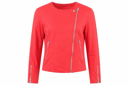 Boohoo Womens Red Biker Jacket Size 6 Zip