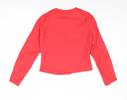 Boohoo Womens Red Biker Jacket Size 6 Zip