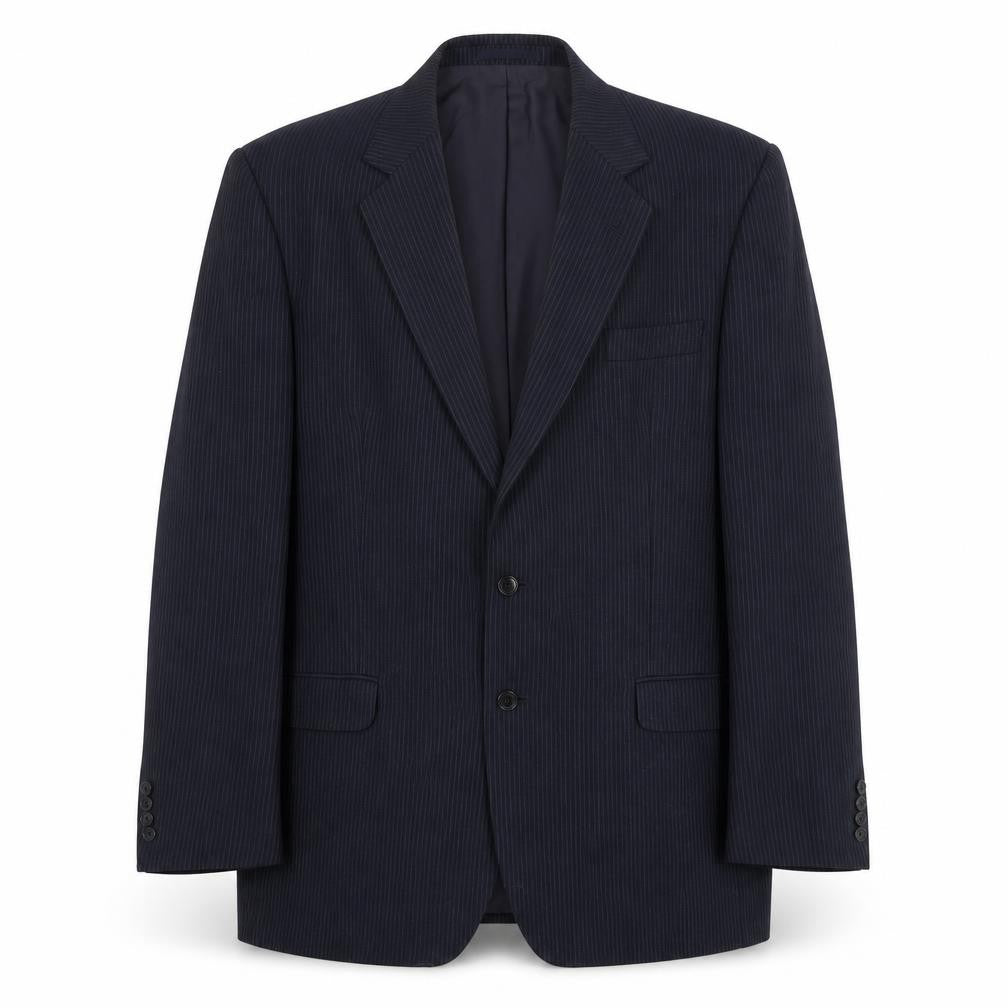 St Michael Mens Blue Striped Polyester Jacket Suit Jacket Size 44 Regular
