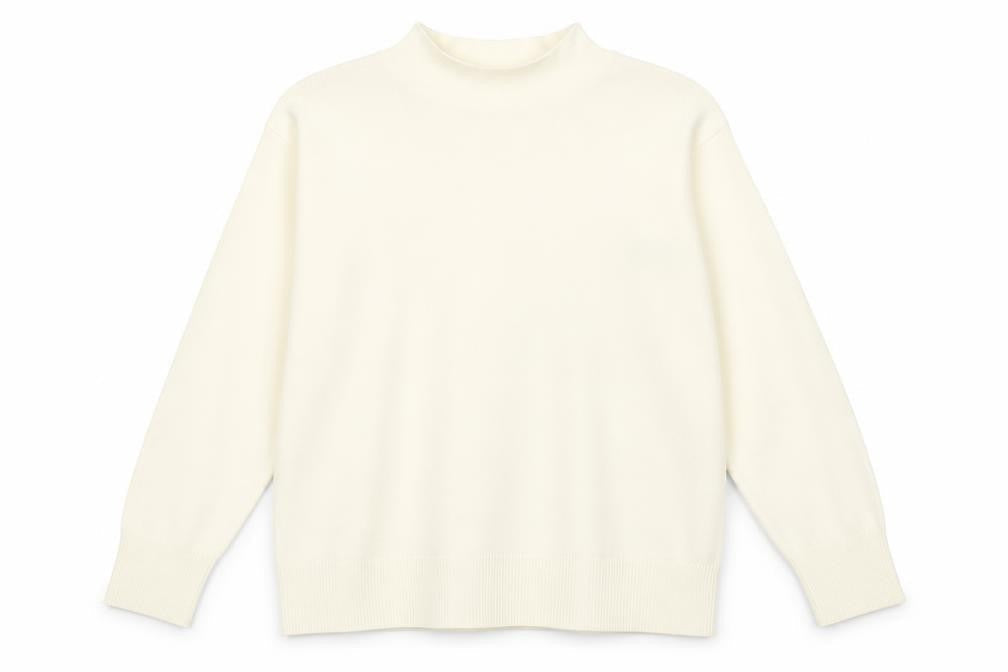 Marks & Spencer Womens Ivory Mock Neck Acrylic Pullover Jumper Size M