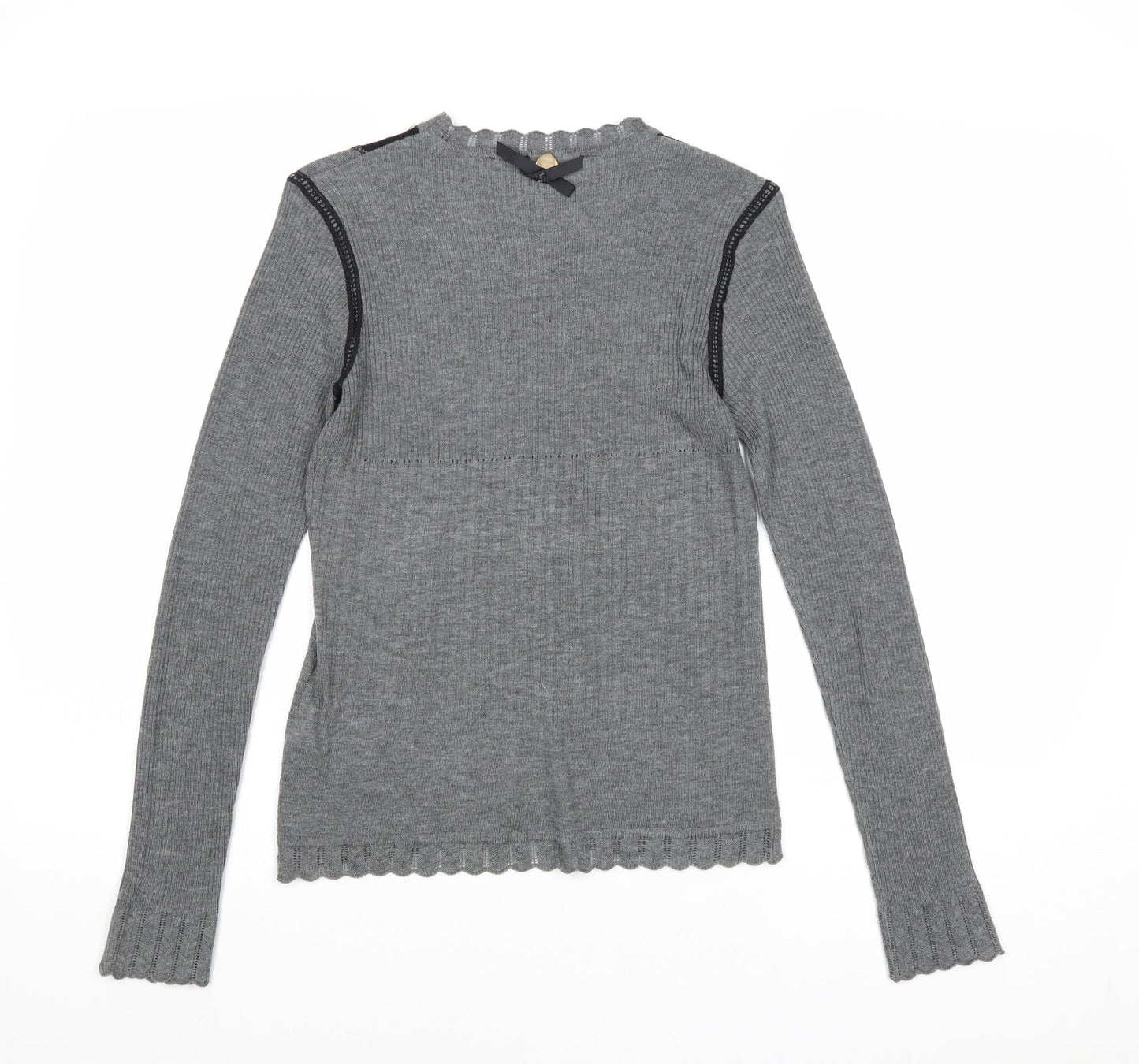 Silvian Heach Womens Grey Round Neck Polyester Pullover Jumper Size XS