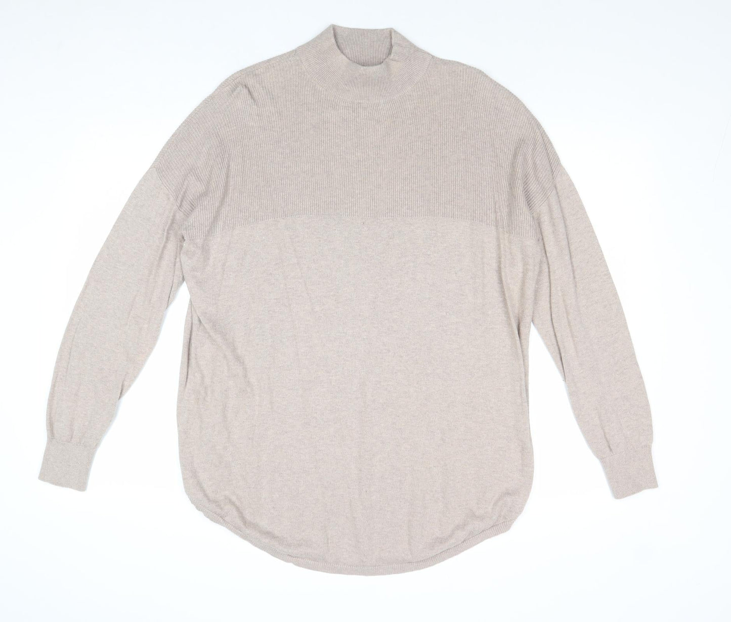 ASOS Womens Beige Mock Neck Cotton Pullover Jumper Size 10