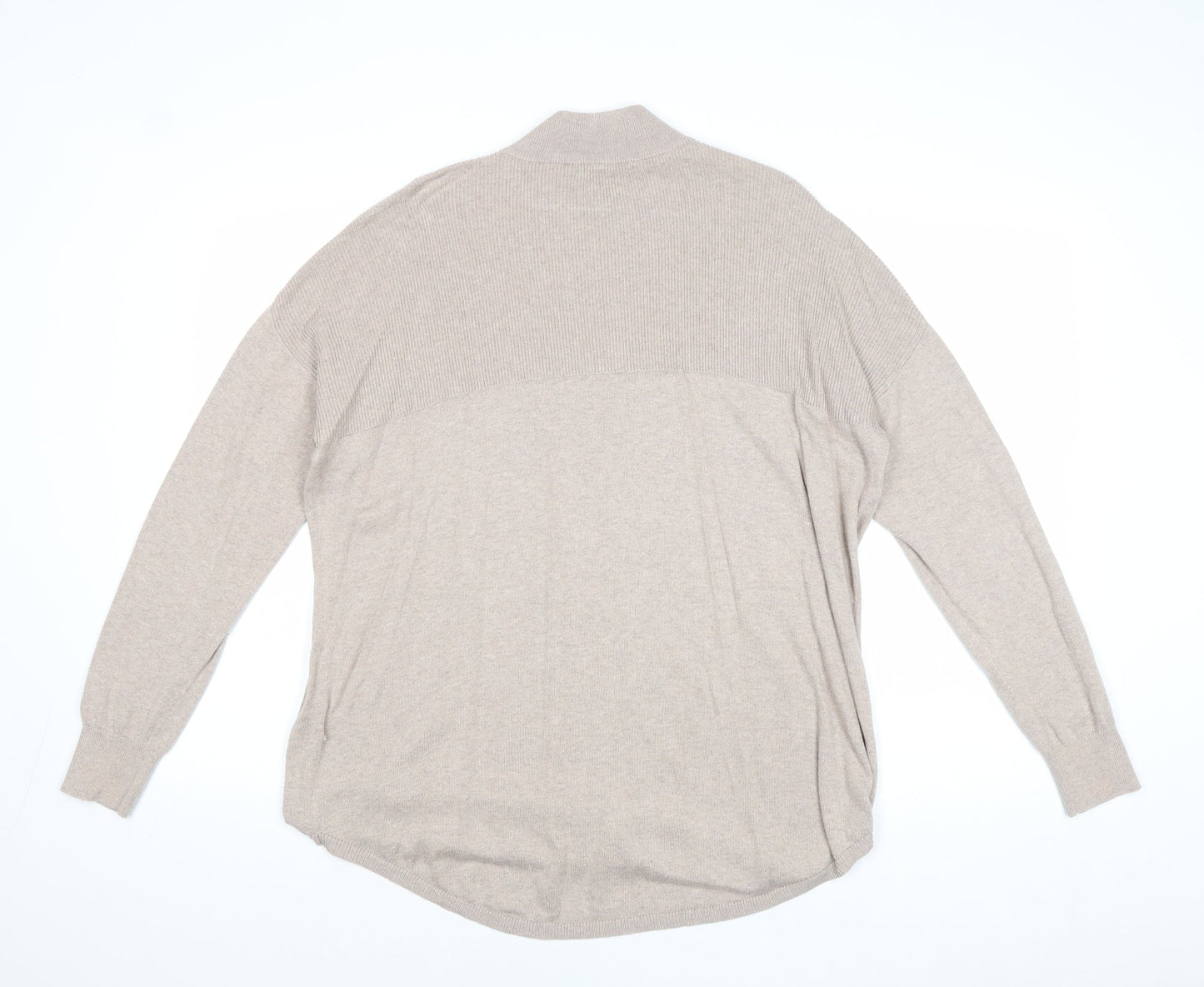 ASOS Womens Beige Mock Neck Cotton Pullover Jumper Size 10