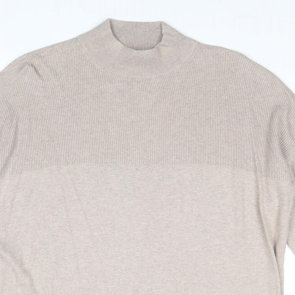 ASOS Womens Beige Mock Neck Cotton Pullover Jumper Size 10