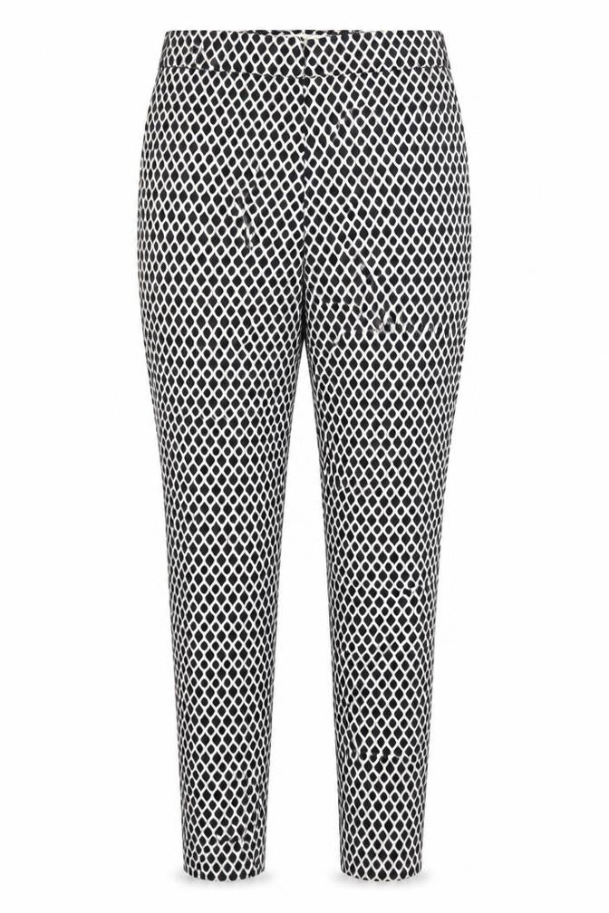 H&M Womens Black Geometric Cotton Chino Trousers Size 8 Regular Zip