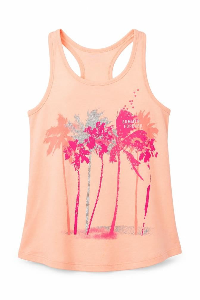 Gap Girls Orange Cotton Pullover Tank Size L Scoop Neck Pullover - Palm Trees