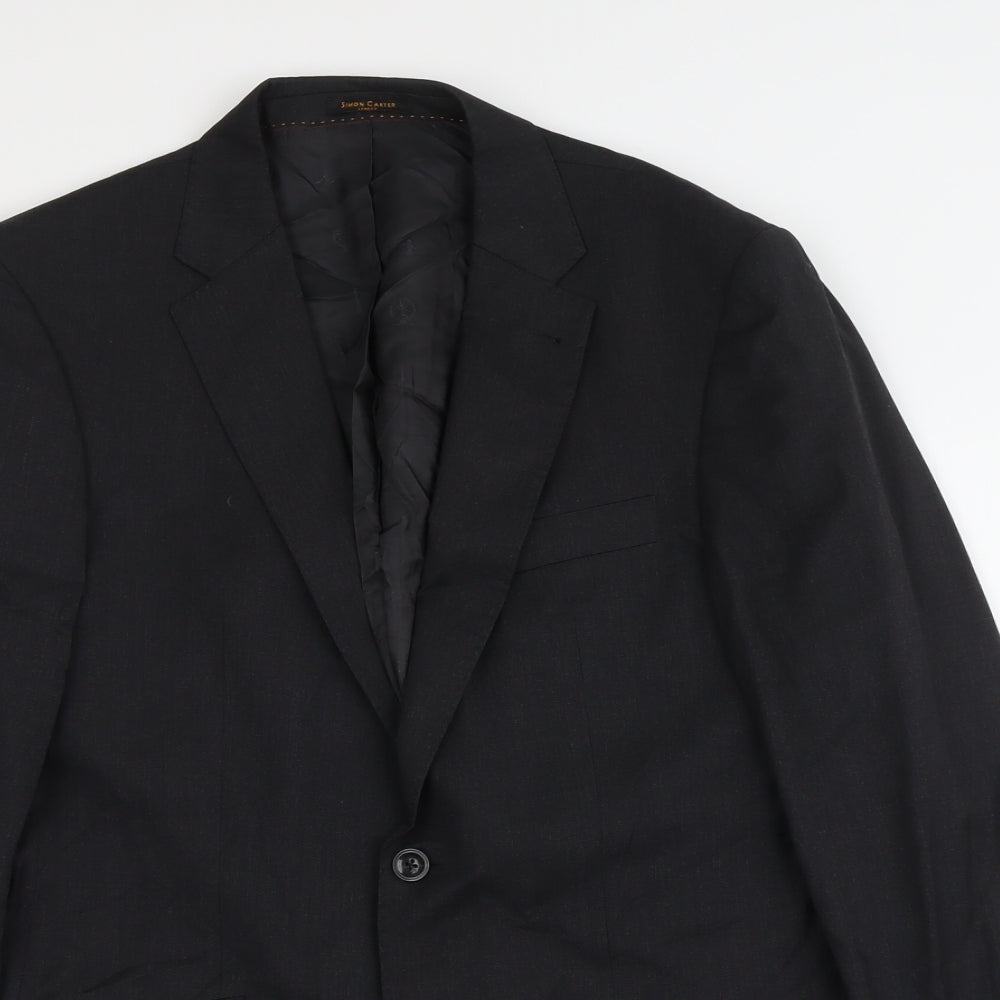 Simon Carter Mens Grey Wool Jacket Suit Jacket Size L Regular