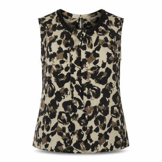 Clements Ribeiro Womens Beige Geometric Polyester Basic Tank Size M Round Neck