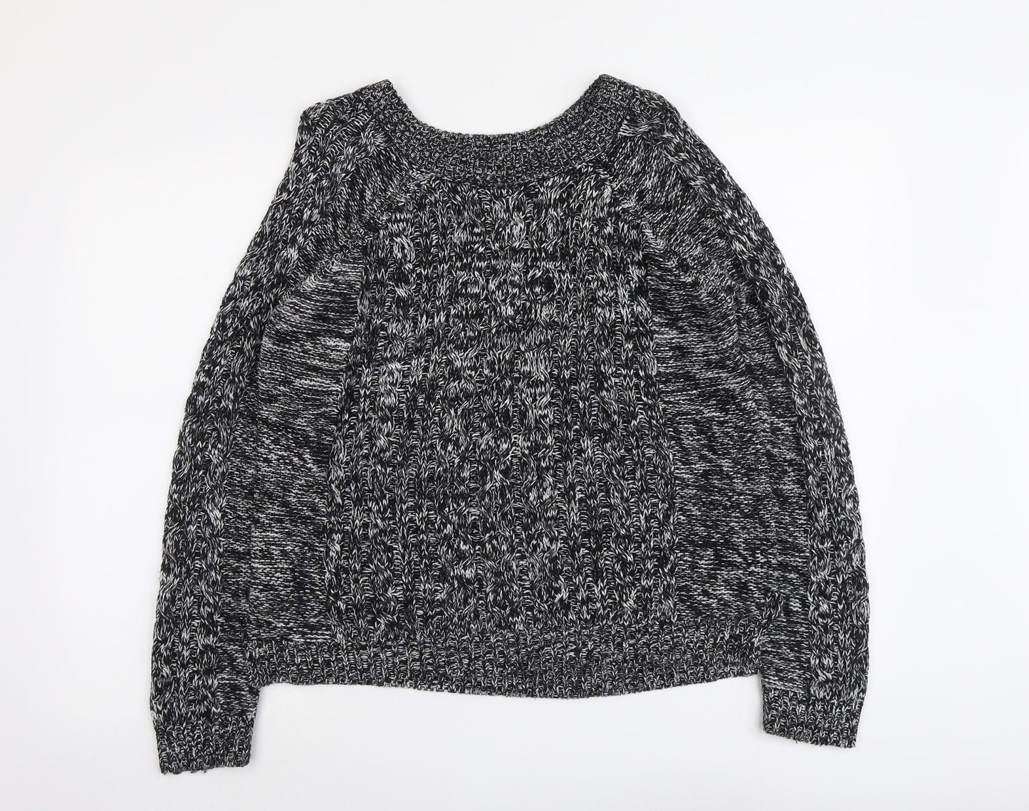 Select Womens Black Round Neck Geometric Acrylic Pullover Jumper Size 12