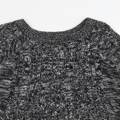 Select Womens Black Round Neck Geometric Acrylic Pullover Jumper Size 12