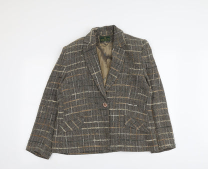 Gianfranco Corneli Womens Grey Geometric Viscose Jacket Blazer Size 16