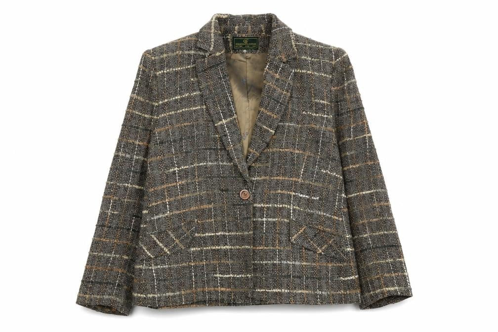 Gianfranco Corneli Womens Grey Geometric Viscose Jacket Blazer Size 16