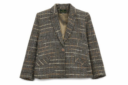 Gianfranco Corneli Womens Grey Geometric Viscose Jacket Blazer Size 16