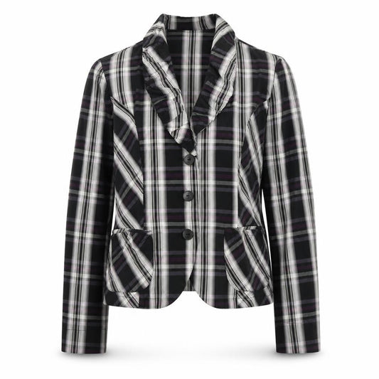 KS.Selection Womens Black Plaid Polyester Jacket Blazer Size 10