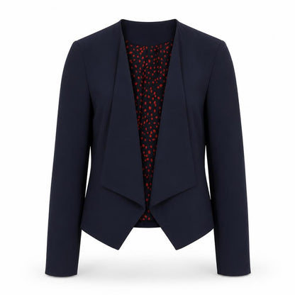 Front view of Only You women’s blue polyester jacket blazer, size UK 6