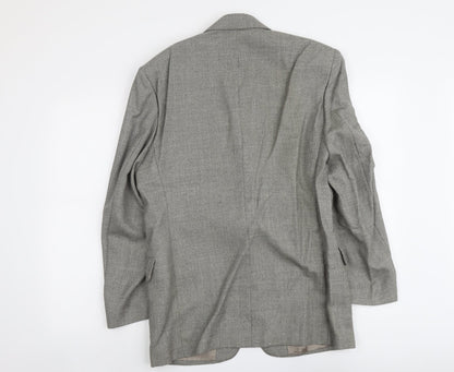 James Barry Mens Grey Geometric Wool Jacket Suit Jacket Size M Regular