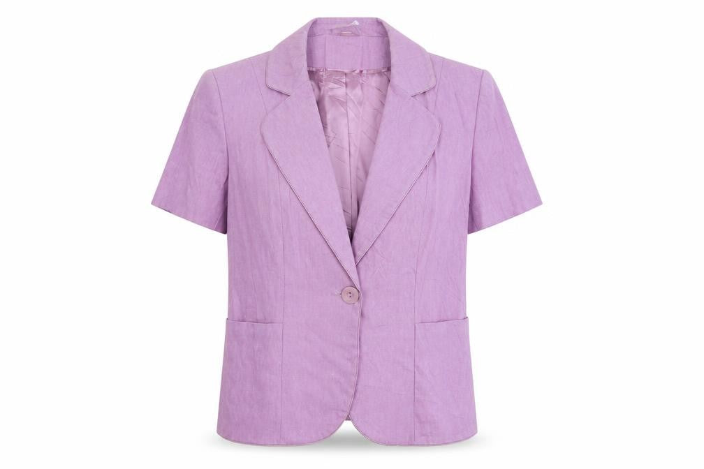 Anna Rose Womens Purple Linen Jacket Blazer Size 12