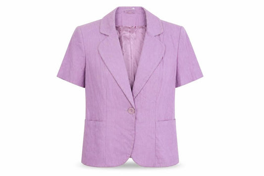 Anna Rose Womens Purple Linen Jacket Blazer Size 12
