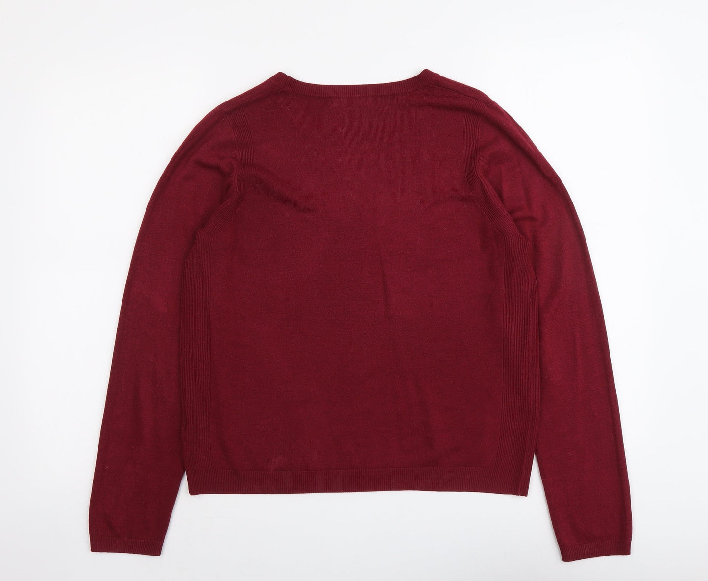 Marks and Spencer Womens Red Round Neck Acrylic Pullover Jumper Size 14